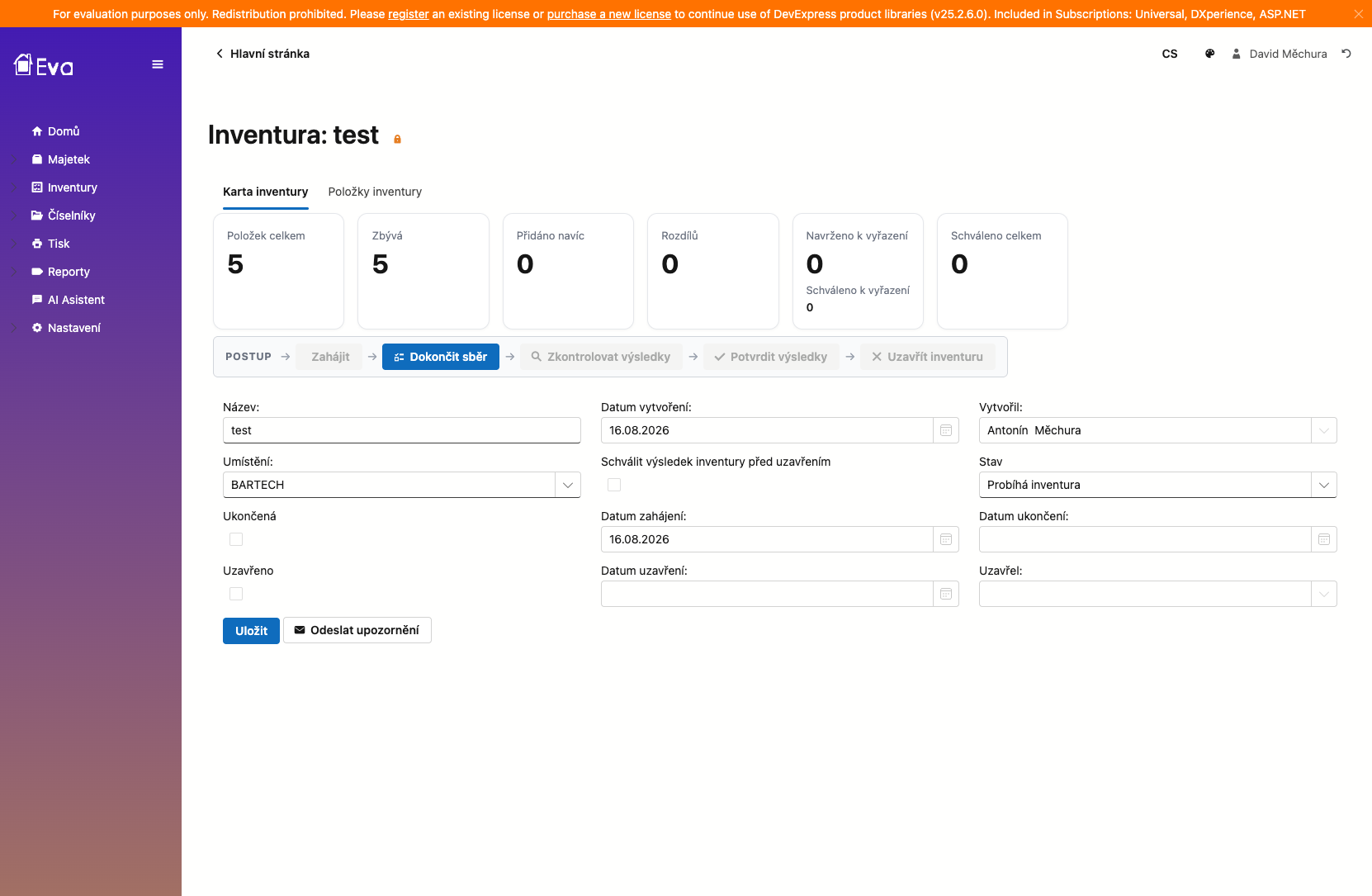 Ikona zámku — zabezpečená inventura (IsSecure = true)